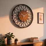 Prism Lattice Wall Clock - lifestyle image above media console
