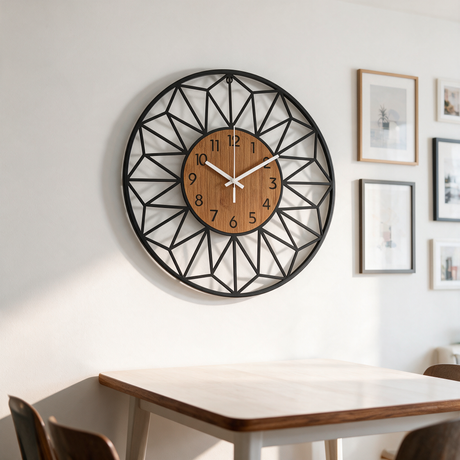 Prism Lattice Wall Clock - lifestyle image above dining table