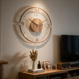 Hollow Minimalist Wall Clock - lifestyle image above media console