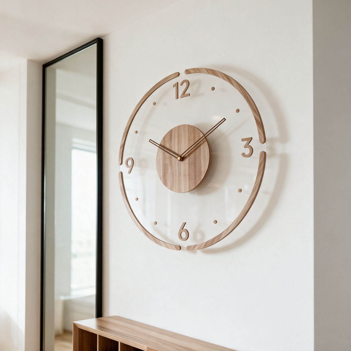 Hollow Minimalist Wall Clock - lifestyle image near doorway