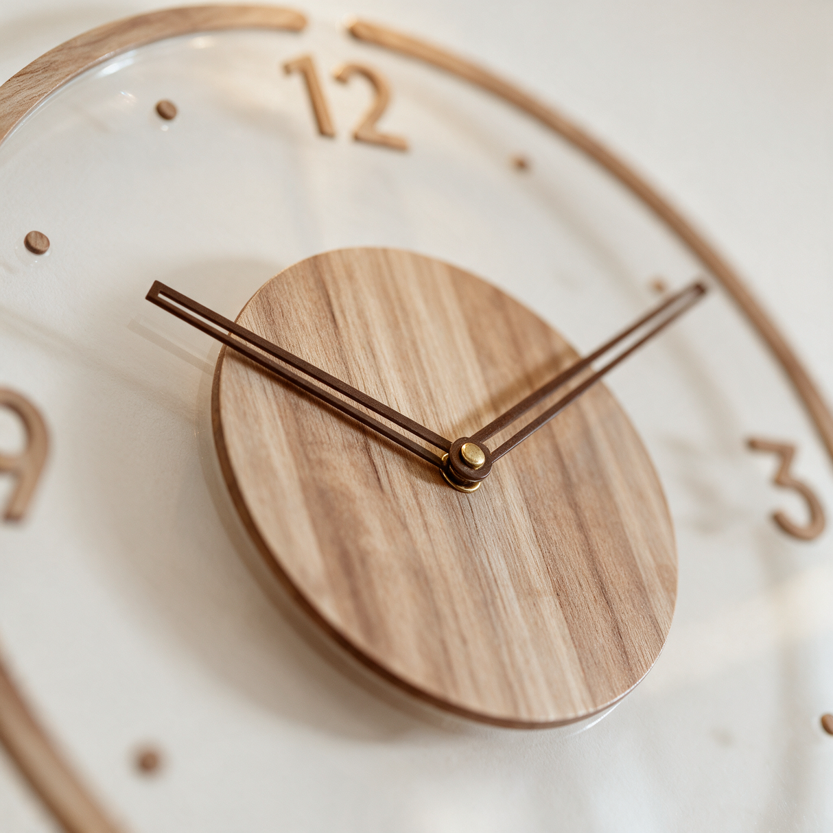 Hollow Minimalist Wall Clock - macro detail shot