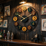 Spoke Wireframe Wall Clock - lifestyle image in home bar area