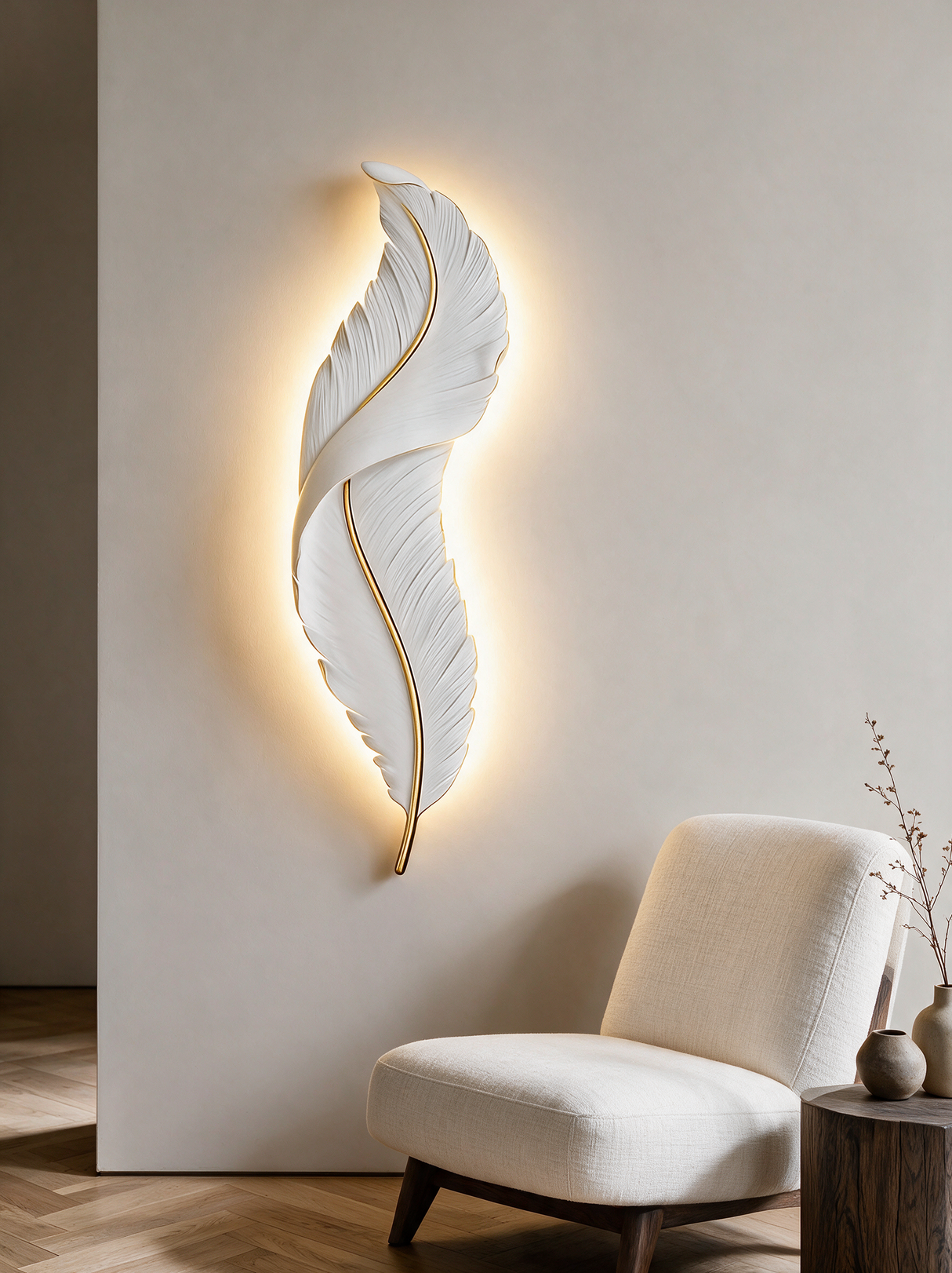 Elegant Feather Wall Light