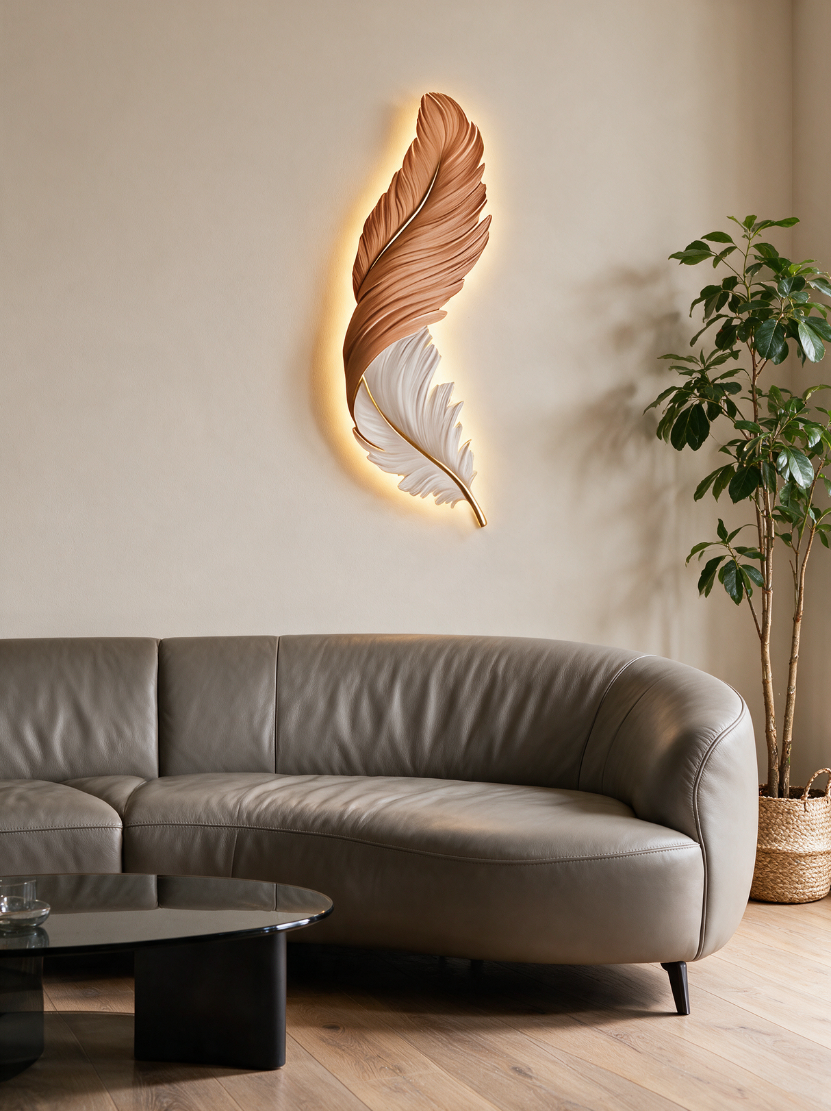 Art Deco Feather Wall Sconce