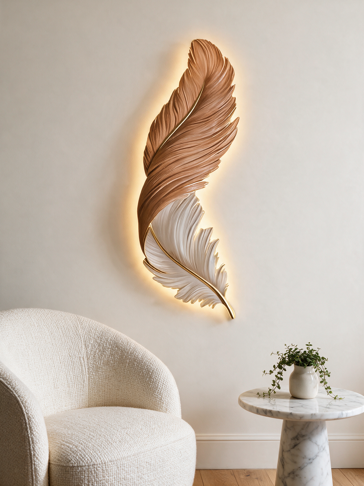 Art Deco Feather Wall Sconce