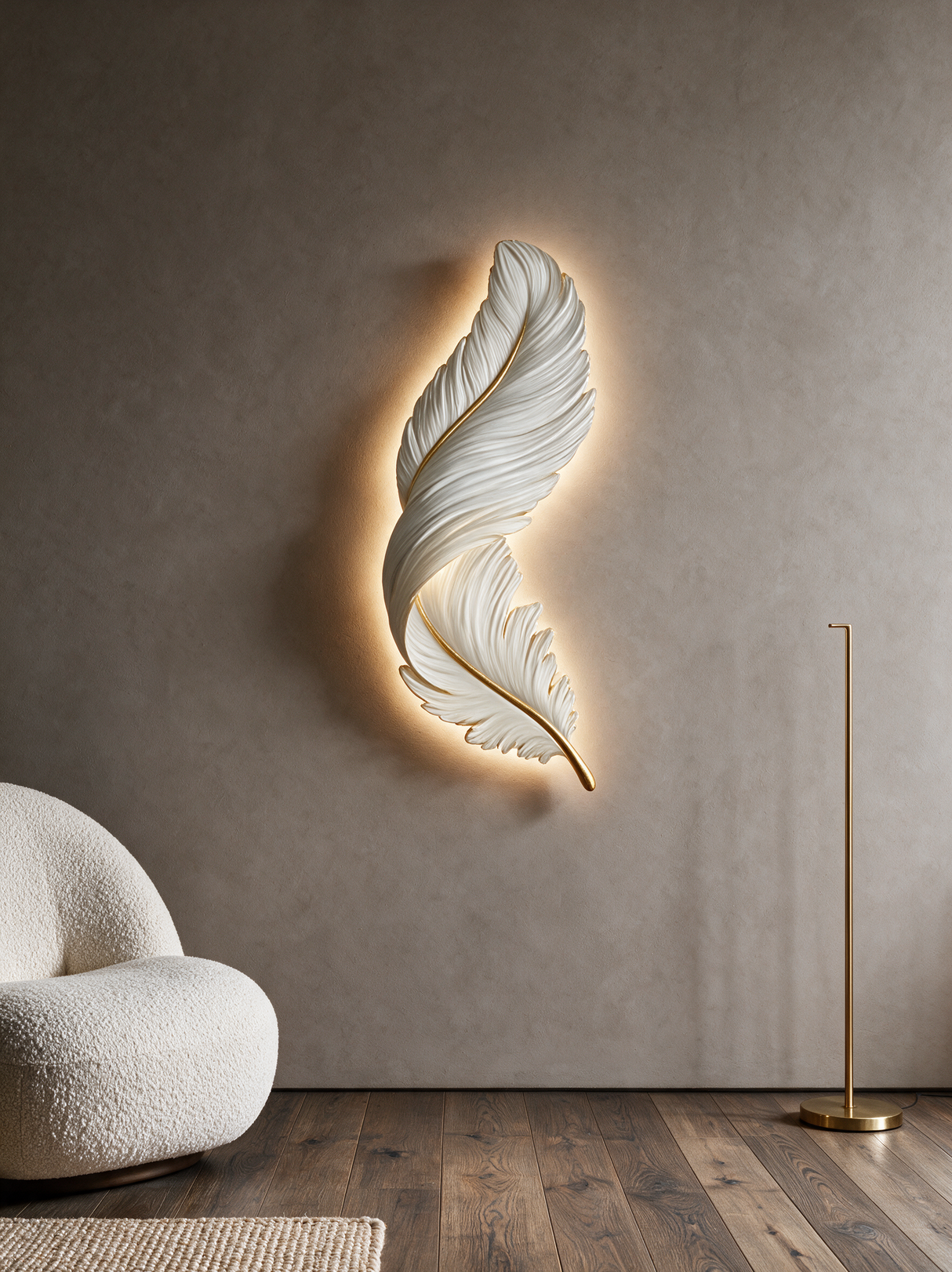 Art Deco Feather Wall Sconce