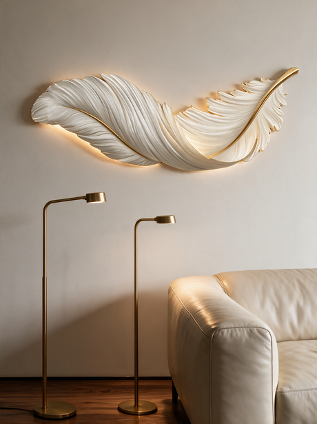 Art Deco Feather Wall Sconce