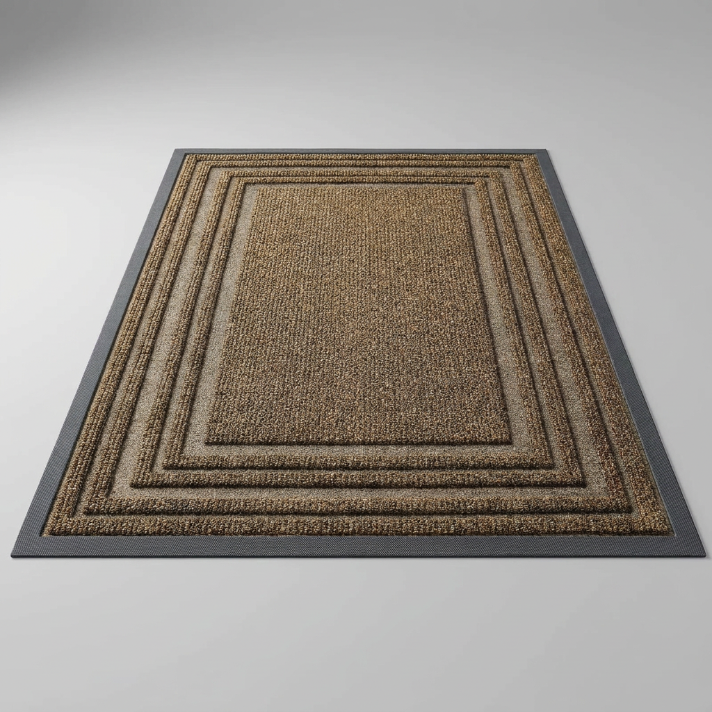 Layered Jute Border Area Rug - Brown