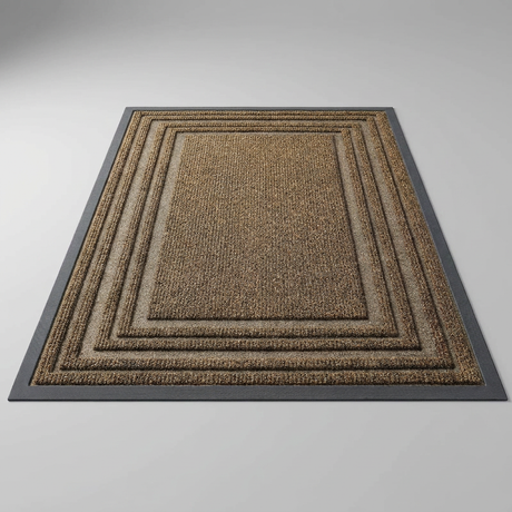 Layered Jute Border Area Rug - Brown