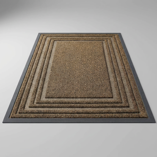 Layered Jute Border Area Rug - Brown