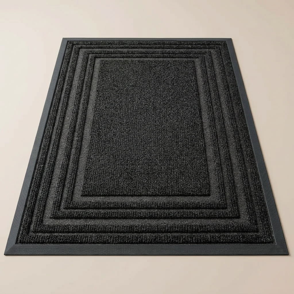 Layered Jute Border Area Rug - Black