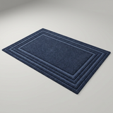 Layered Jute Border Area Rug - Navy Blue