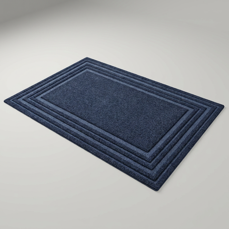 Layered Jute Border Area Rug - Navy Blue