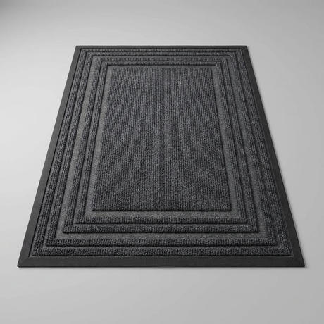 Layered Jute Border Area Rug - Gray