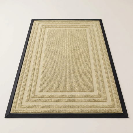 Layered Jute Border Area Rug - Beige
