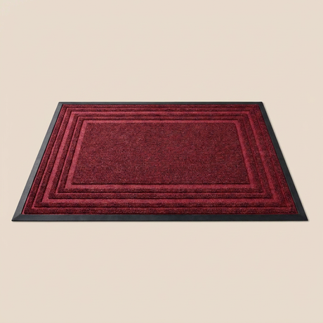 Layered Jute Border Area Rug - Red