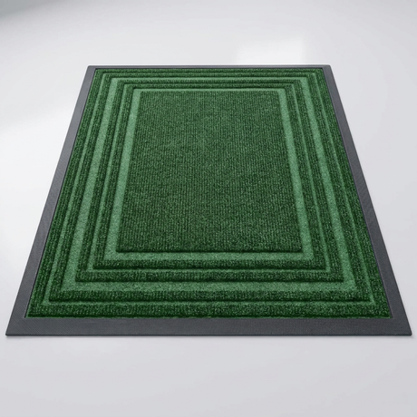 Layered Jute Border Area Rug - Green