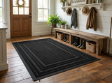 Layered Jute Border Area Rug in mudroom - Black