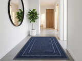 Layered Jute Border Area Rug in hallway - Navy Blue