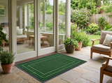Layered Jute Border Area Rug on patio - Green
