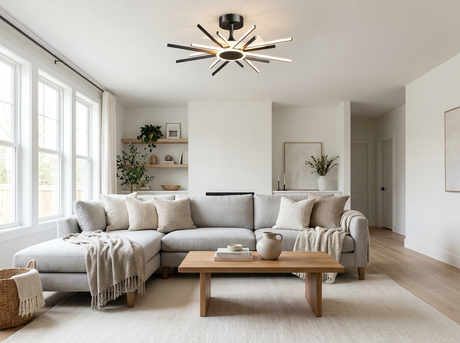 Starburst Ceiling Fan Light in living room