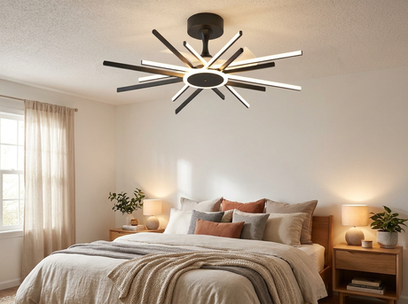 Starburst Ceiling Fan Light in bedroom