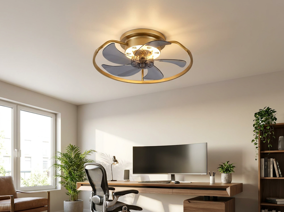 Elegant Retro Ceiling Fan Light in home office