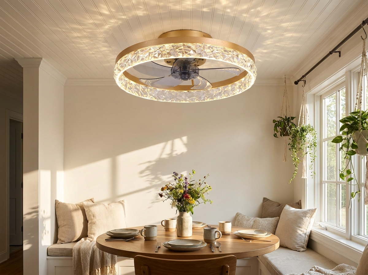 Elegant Retro Ceiling Fan Light in breakfast nook