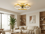 Gold flower ceiling fan in modern living room