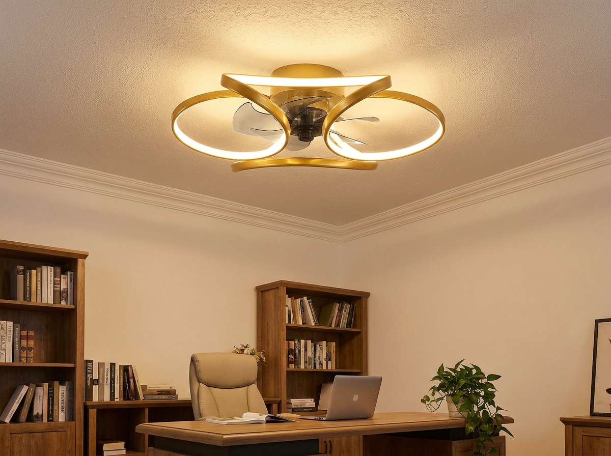 Flower ceiling fan in home office