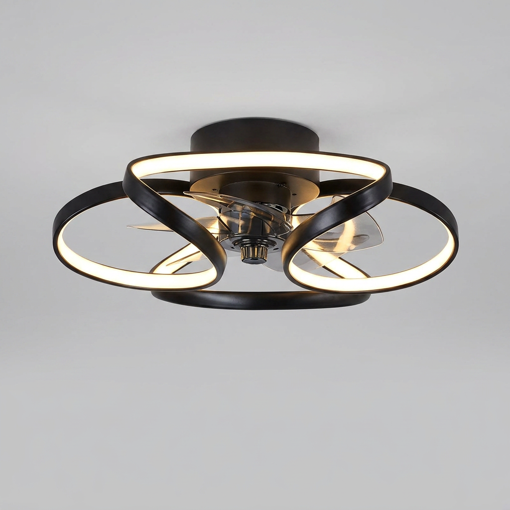 Elegant flower ceiling fan - Black finish hero shot