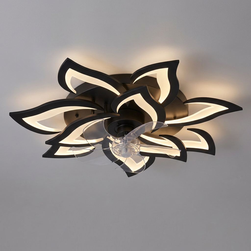 Decorative ceiling fan - Black Double Flower style hero shot