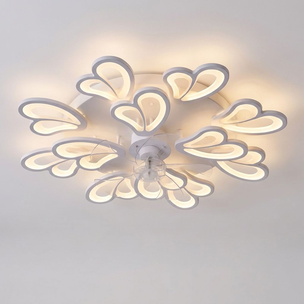 Decorative ceiling fan - White Double Heart style hero shot