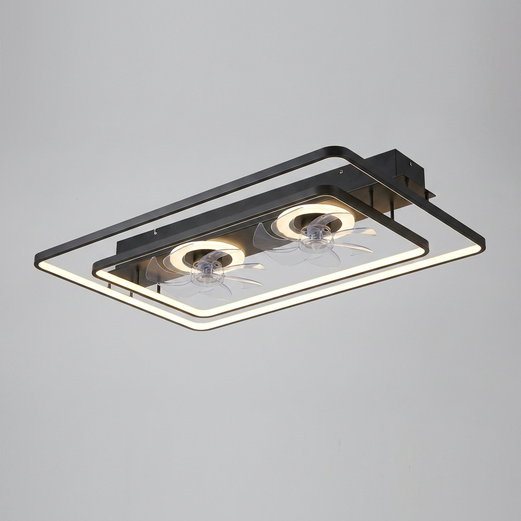 Dual head ceiling fan - Black compact hero shot