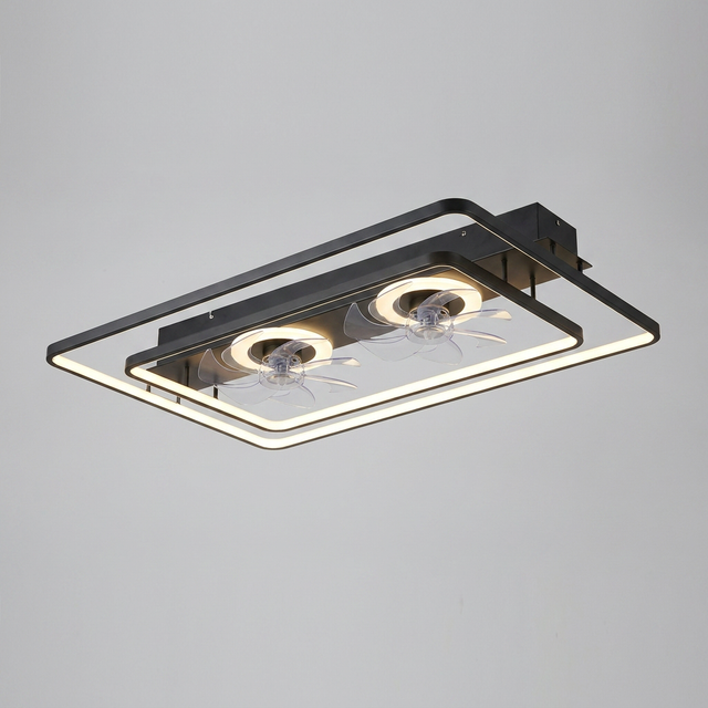 Dual head ceiling fan - Black compact hero shot
