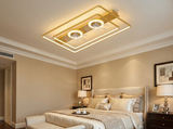 Dual head ceiling fan in elegant master bedroom