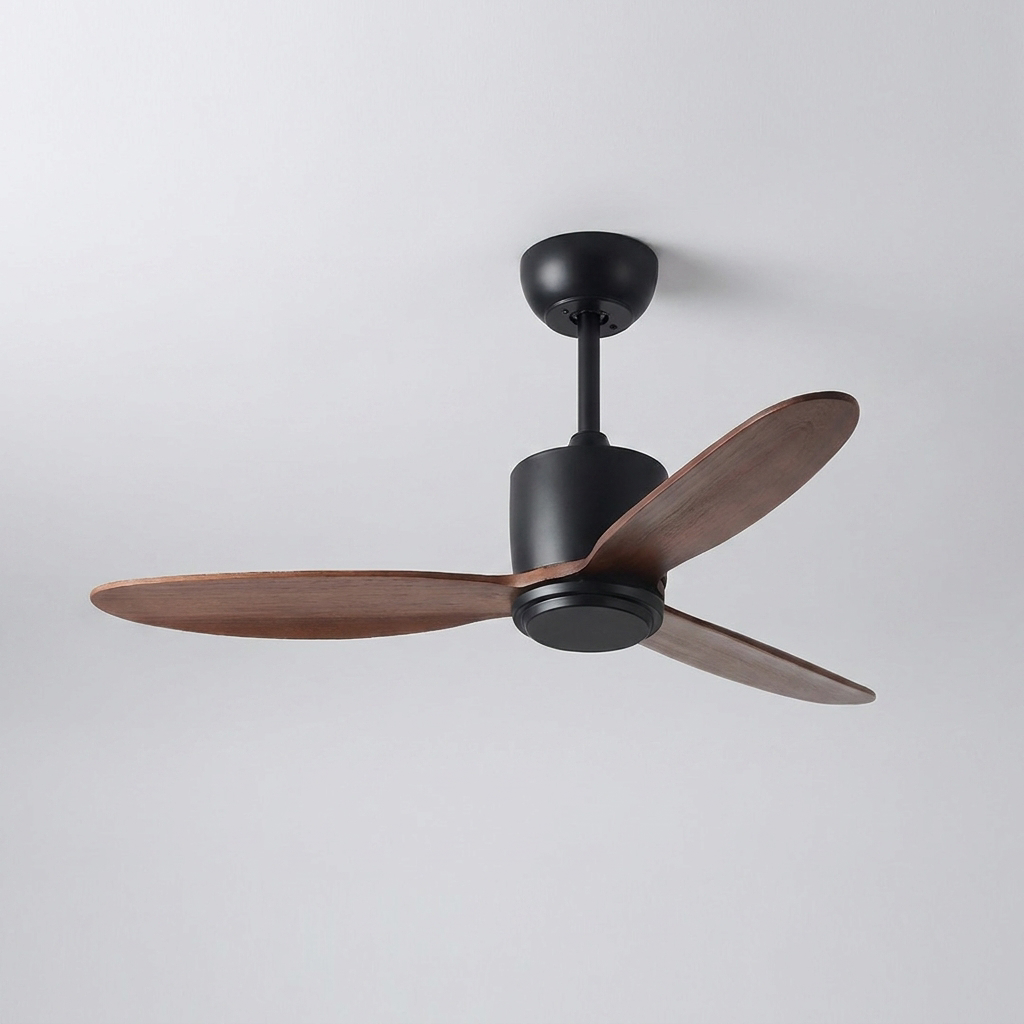 Natural wood ceiling fan - Black Coffee no-light hero shot