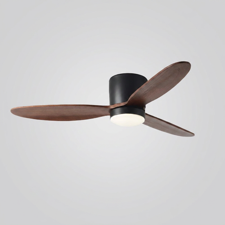 Natural wood ceiling fan - Black Coffee with LED hero shot