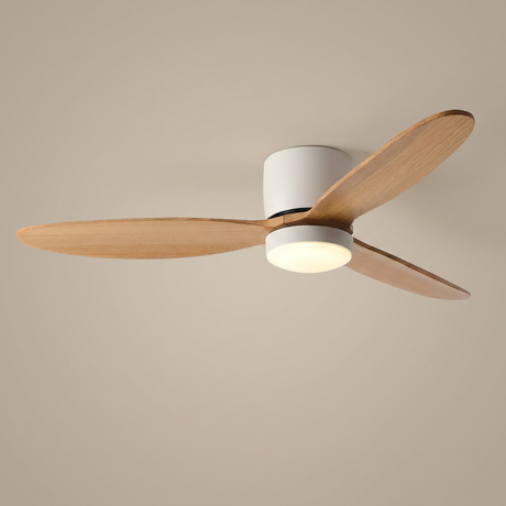 Natural wood ceiling fan - White Wood with LED hero shot
