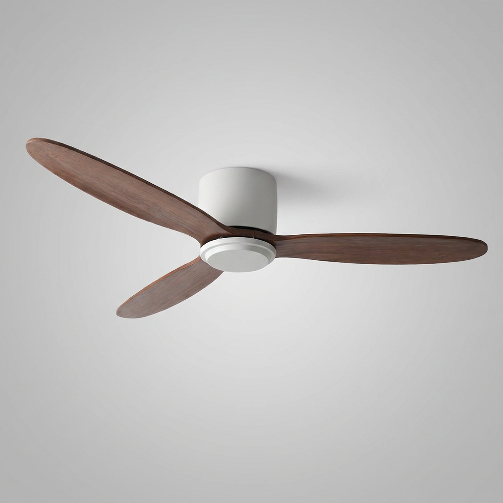 Natural wood ceiling fan - White Coffee no-light hero shot