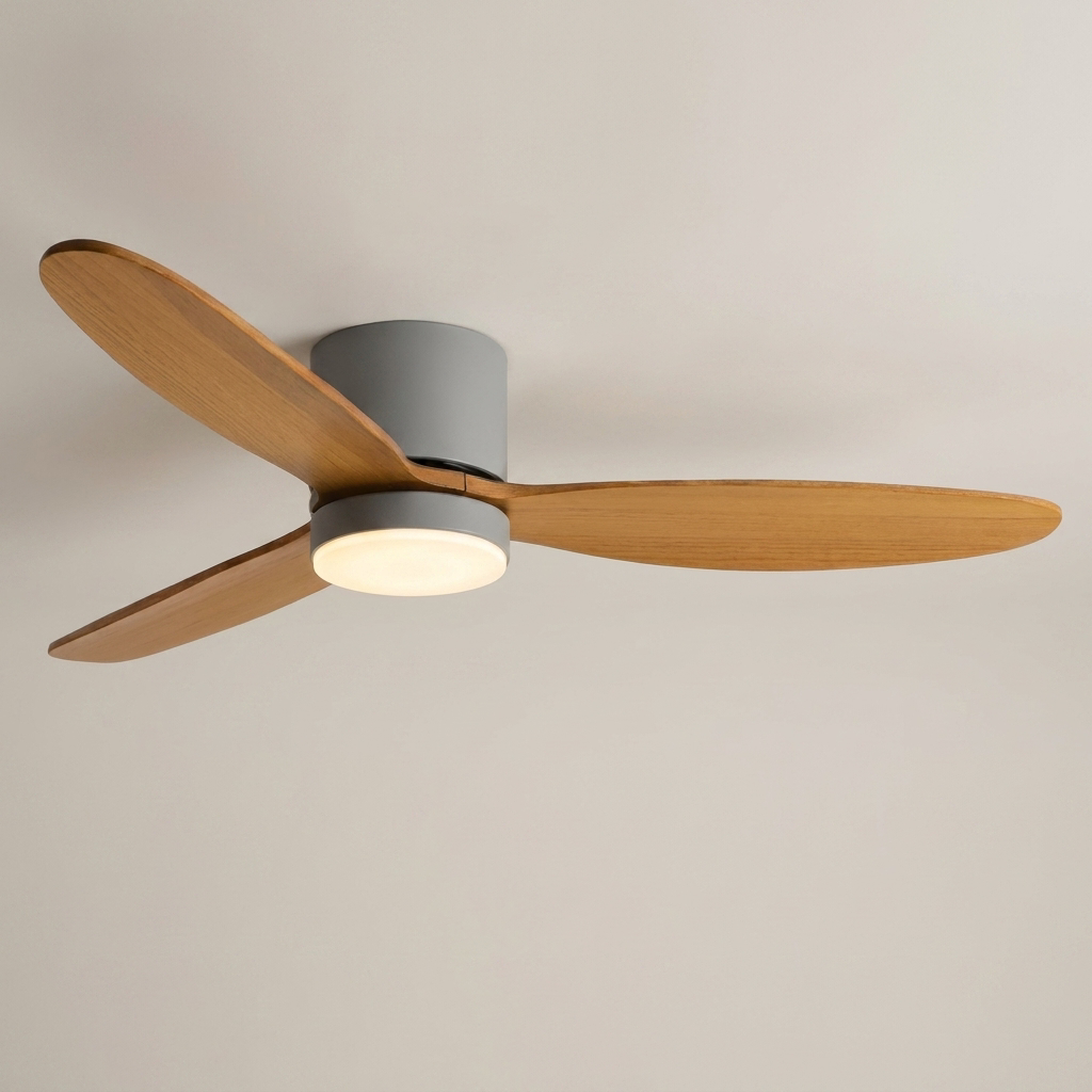 Natural wood ceiling fan - Gray Wood with LED hero shot