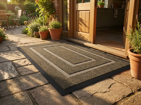 Dirt-trapper mat at a back door to a garden