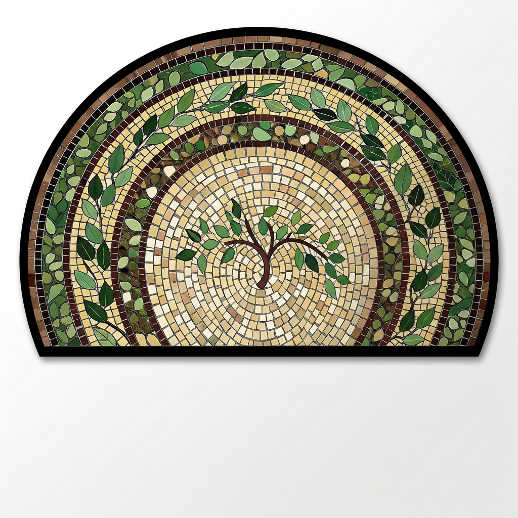 Half-moon mosaic vine outdoor rug - hero shot