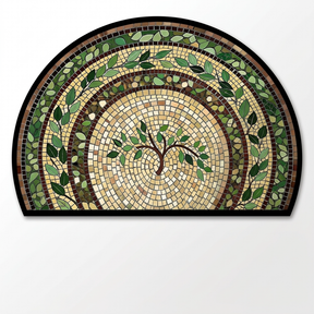 Half-moon mosaic vine outdoor rug - hero shot