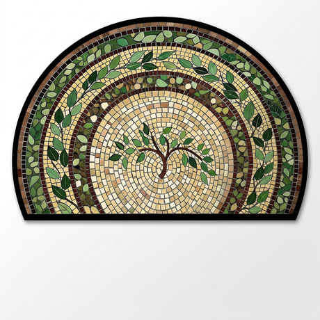 Half-moon mosaic vine outdoor rug - hero shot