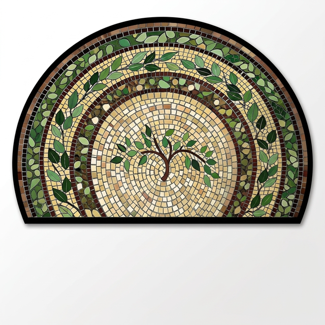 Half-moon mosaic vine outdoor rug - hero shot