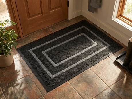 Dirt-trapper mat at a kitchen back entrance