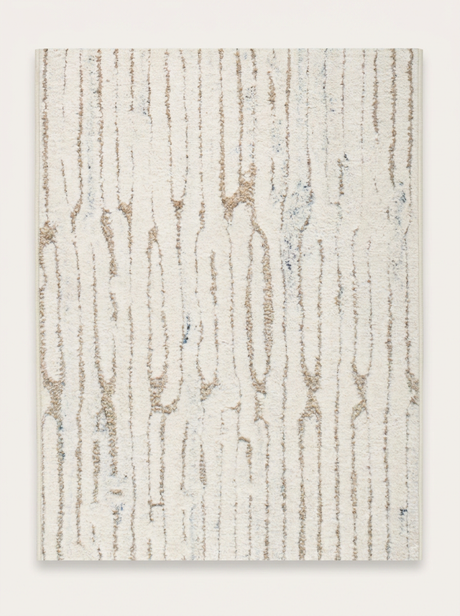 Oatmeal irregular-stripe washable rug - hero