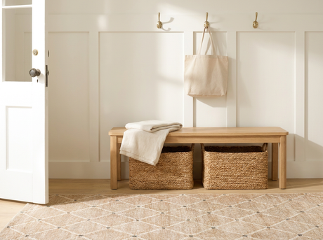Kali lattice rug in a modern mudroom