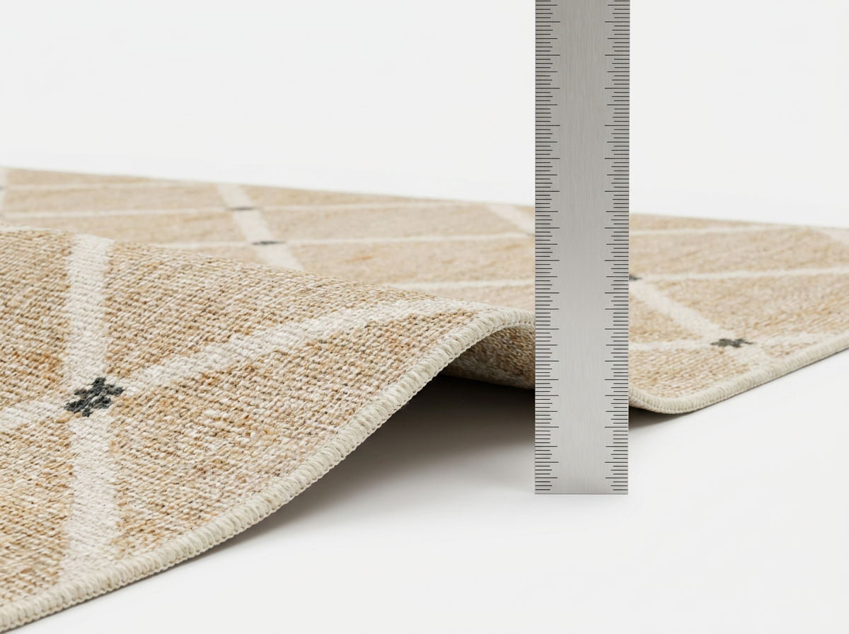 Kali lattice rug pile thickness measurement